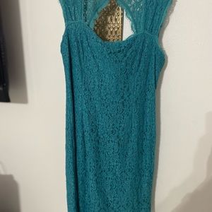 Teal midi lace Adriana papell dress
